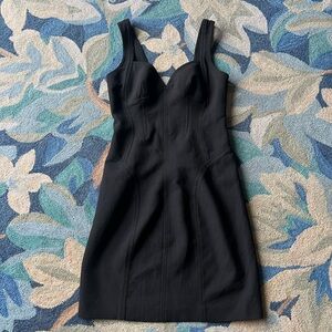 Diane Von Furstenberg Black Bodycon Mini Dress with Sweetheart Neckline size 6